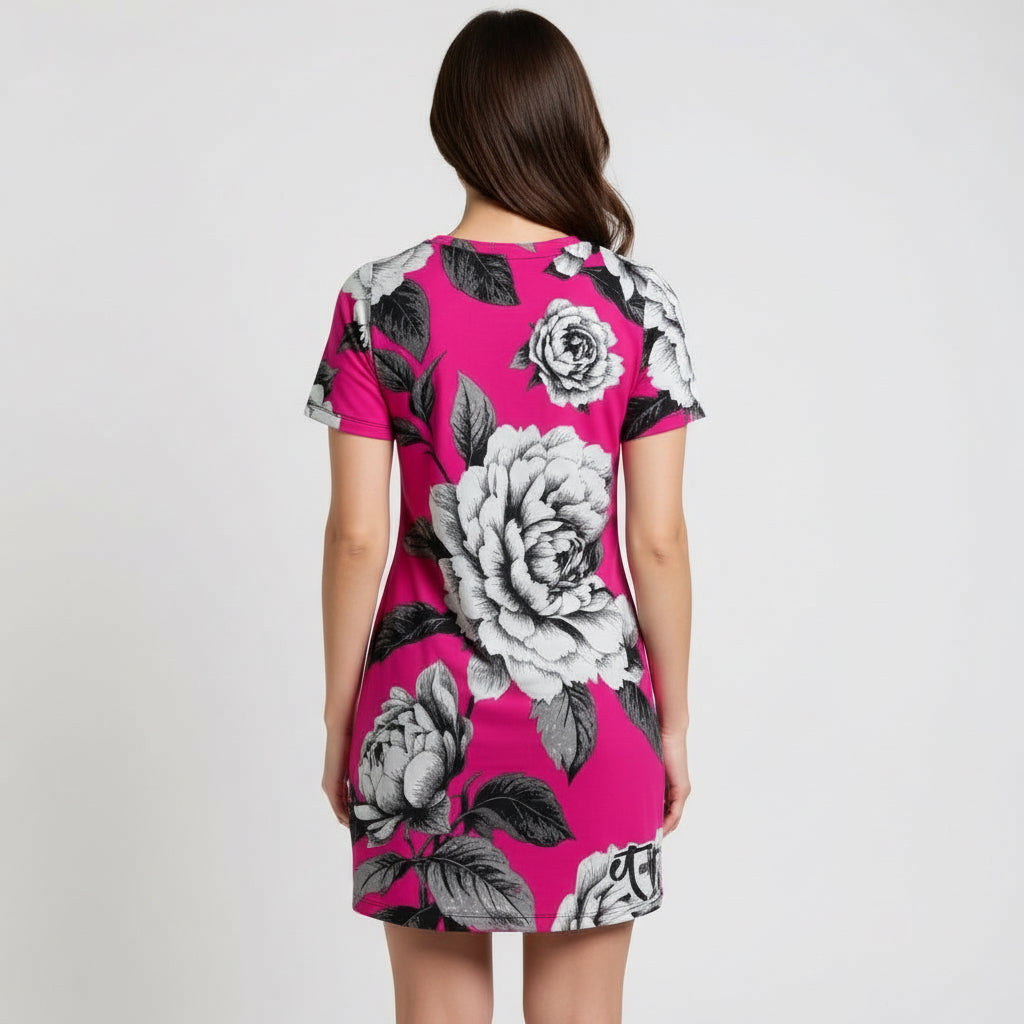 ETC Hot Pink Monochrome Floral Dress