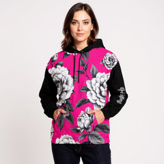 ETC HOT PINK MONOCHROME FLORAL Hoodie
