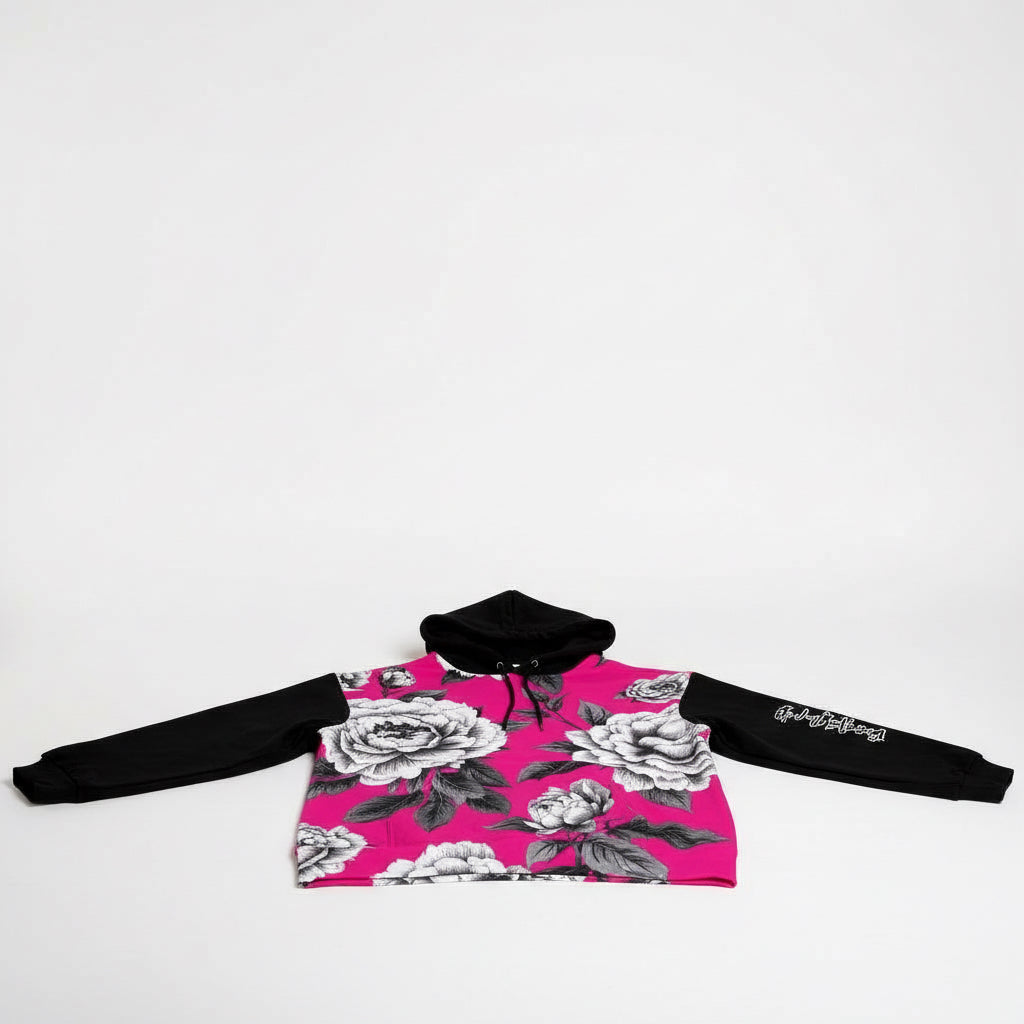 ETC HOT PINK MONOCHROME FLORAL Hoodie