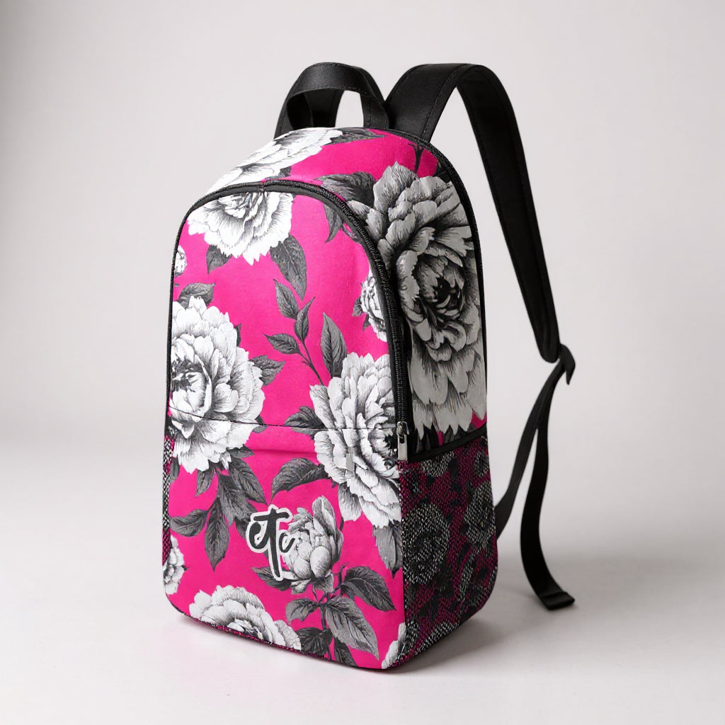 ETC Hot Pink Monochrome Floral Backpack