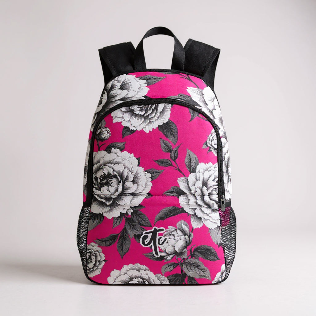 ETC Hot Pink Monochrome Floral Backpack