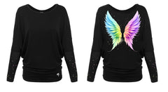 Rainbow Angel Wings Batwing Tee