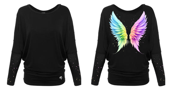 Rainbow Angel Wings Batwing Tee