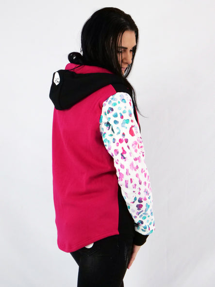 ETC Teal Leopard Zip Up Hoodie