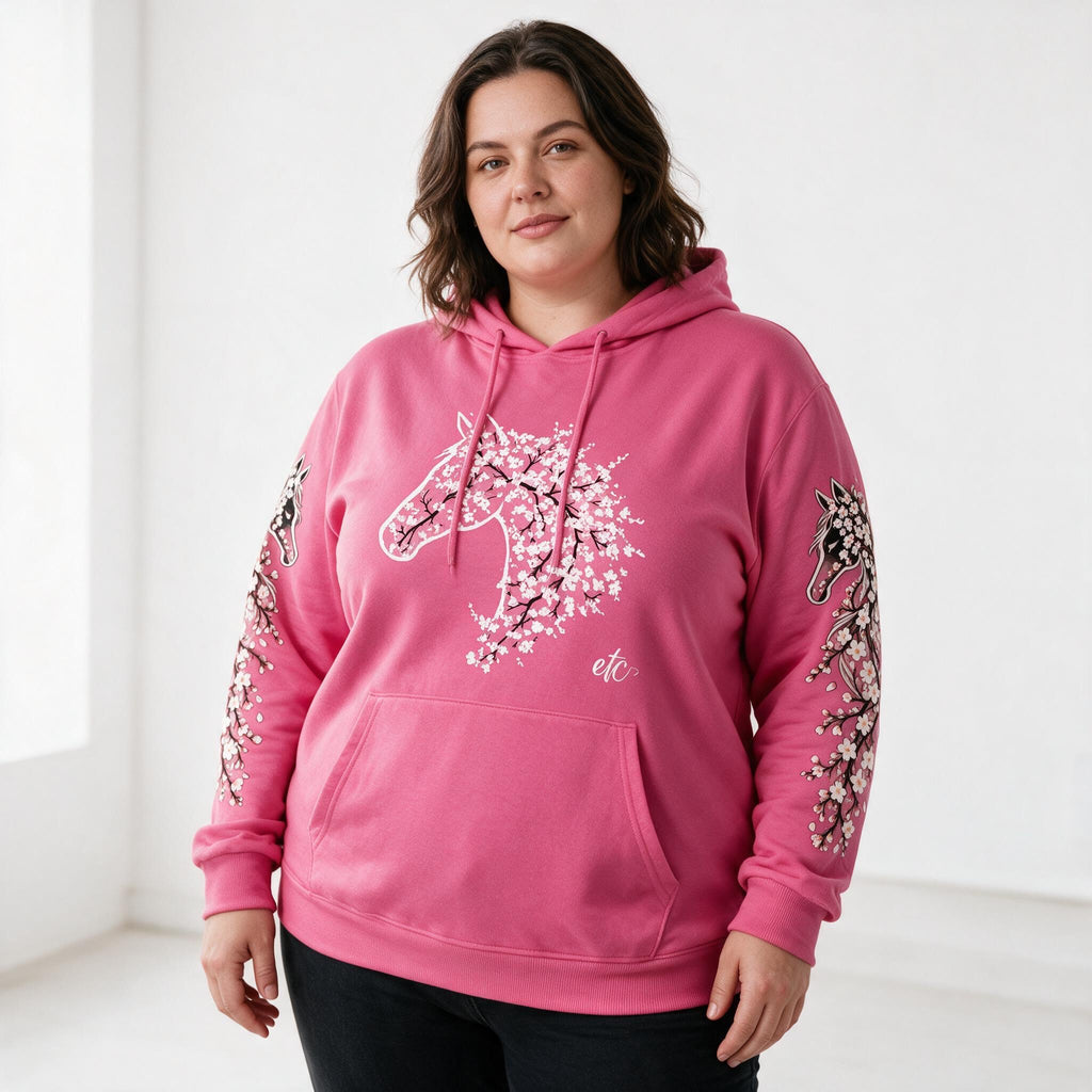 ETC Cherry Blossom Stencil Pink Hoodie