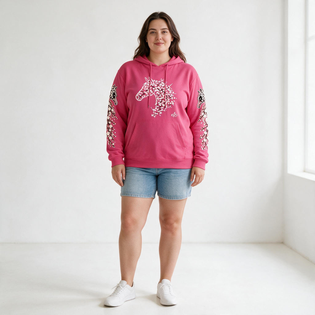 ETC Cherry Blossom Stencil Pink Hoodie