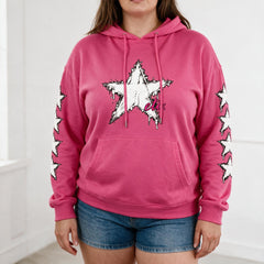 ETC Hot Star Deep Pink Cotton Hoodie