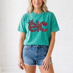ETC Leopard Print Vintage Tee - Mint
