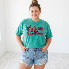 ETC Leopard Print Vintage Tee - Mint