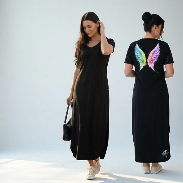 Rainbow Angel Wings Maxi Dress
