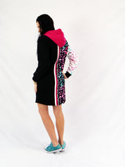 ETC Teal Leopard Hooded Fleece Dress