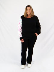 ETC Teal Leopard Fleece Crew